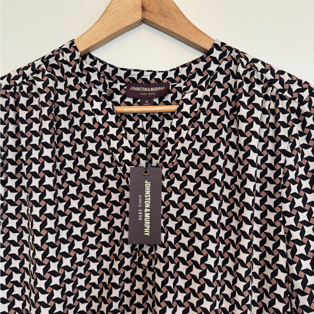 JOHNSTON & MURPHY Geodress: Geo-Print Drawstring Dress Size Medium